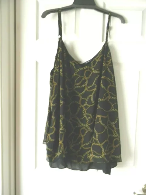 Torrid 2X(18) "Sophie" Black, Chain Print, Swing Cami,Adj. Spaghetti Straps NWT