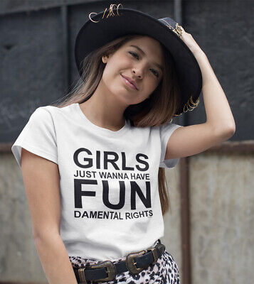 Womens Fashion T-shirt Organic Ragazze Vogliono i diritti fondamentali Estate FEMMINISMO
