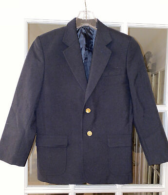 Nordstrom Boys Youth 12R Navy Wool Holiday Blazer Coat - gold buttons
