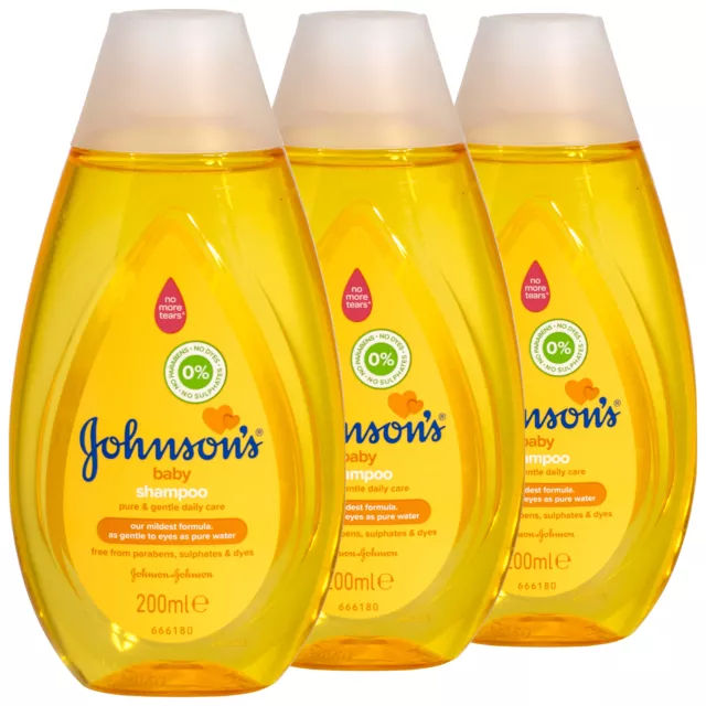 (1,33 EUR/100 ml) 3x Johnson's Baby Shampoo 200ml - pure & sanfte Pflege