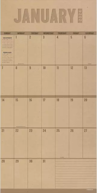2024 Big Grid - Kraft Wall Calendar | Large Grids for Appointments and Schedulin 2