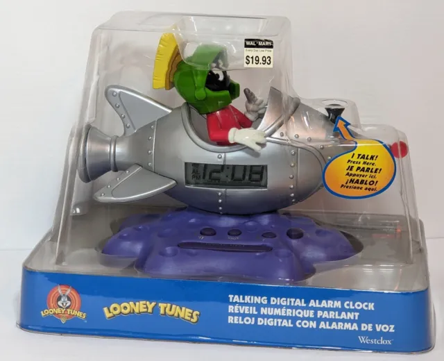 Marvin The Martian Rocket Alarm Clock 1998 Looney Tunes Westclox 32502 New