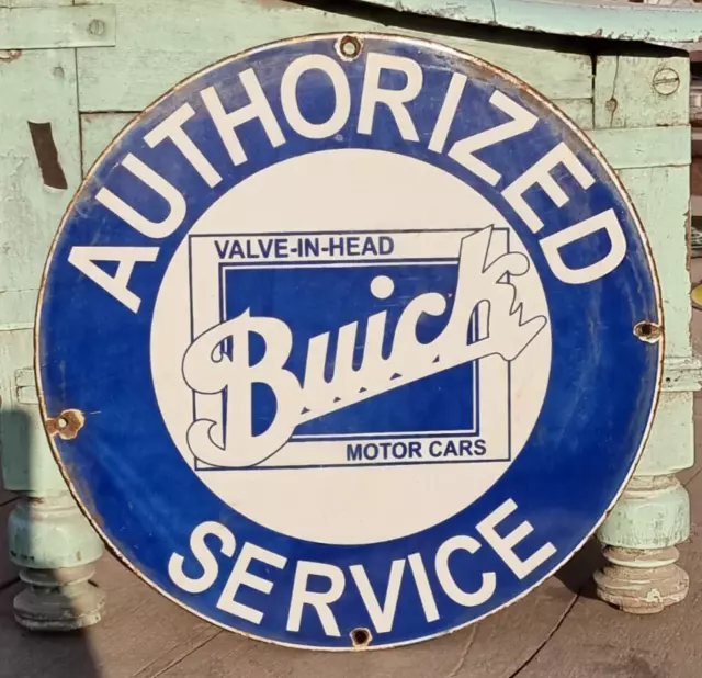 Vintage Old Antique Rare Buick Motor Car Service Adv Porcelain Enamel Sign Board