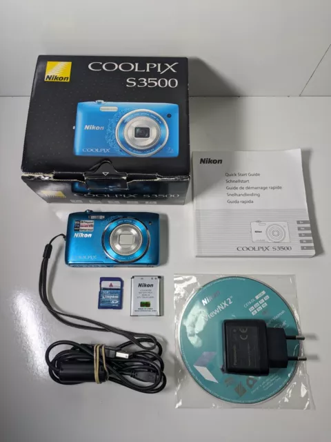 Nikon Coolpix S3500 20,1MP Appareil Photo Numérique Rare Bleu En Boite