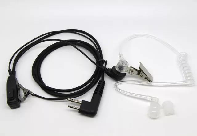 2 PIN Mic Covert Acoustic Tube EARPIECE HEADSET For Motorola Radio Security