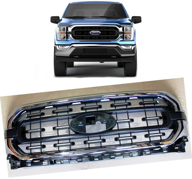 OEM Factory F150 Grille XLT Chrome Front Grill 2021-2023 F-150 Truck Ford Pickup