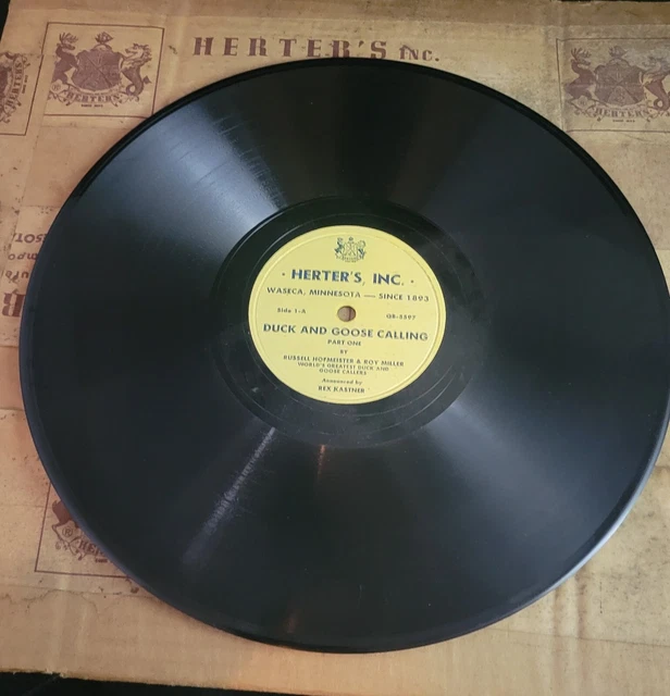HERTER'S Duck & Goose Calling 78 RPM 10" LP Album Record @8