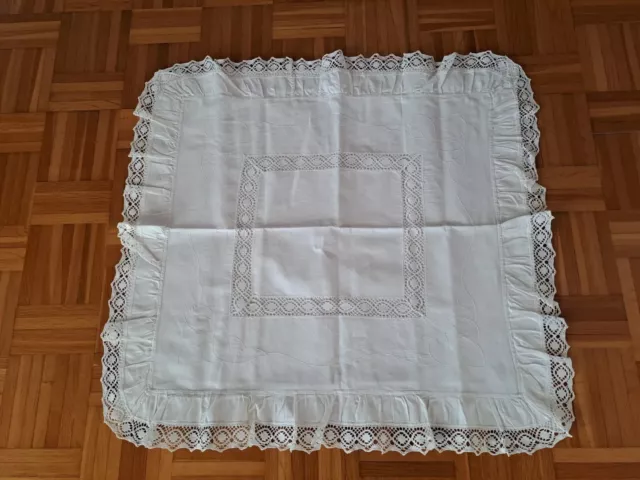 Paradekissen, 76x70cm, Vintage, Leinen Mit Spitze, Handarbeit, Konvolut