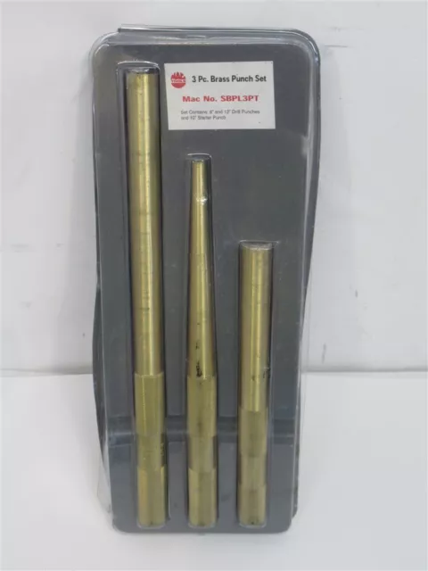 Mac Tools SBPL3PT, 3pc. Brass Punch Set, 8" & 12" Drift Punch, 10" Starter Punch