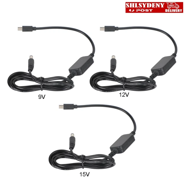 USB Type-C to 9/12/15V DC 5.5mm*2.5mm Adapter 1m 39.37inches PD Charger Cord