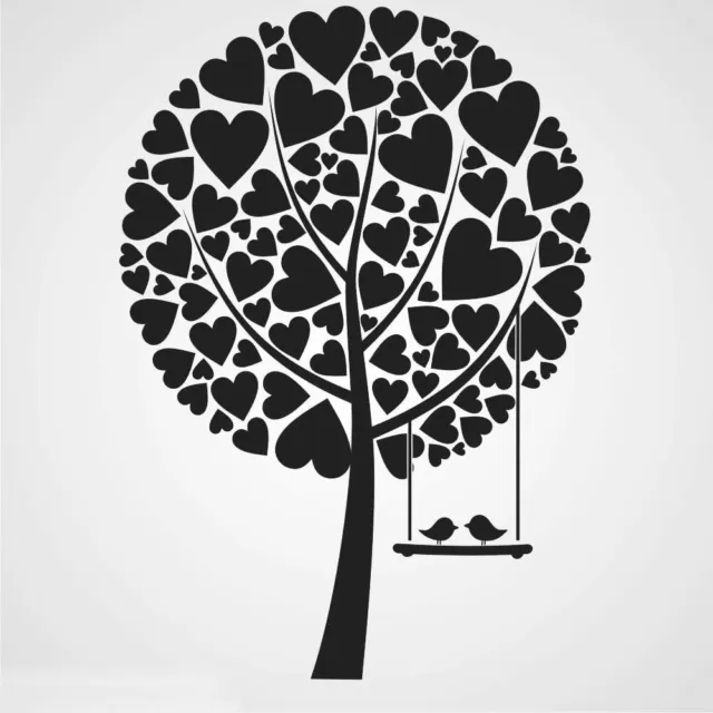 Love Hearts Baumvögel GROSSE GRÖSSEN wiederverwendbare Schablone Wanddekor Schlafzimmer/Kinder6