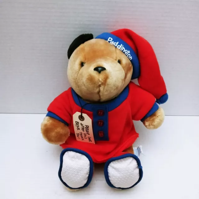 Paddington Bear Plush Eden 13 inch Bedtime Red Pajamas Nightshirt Nightcap