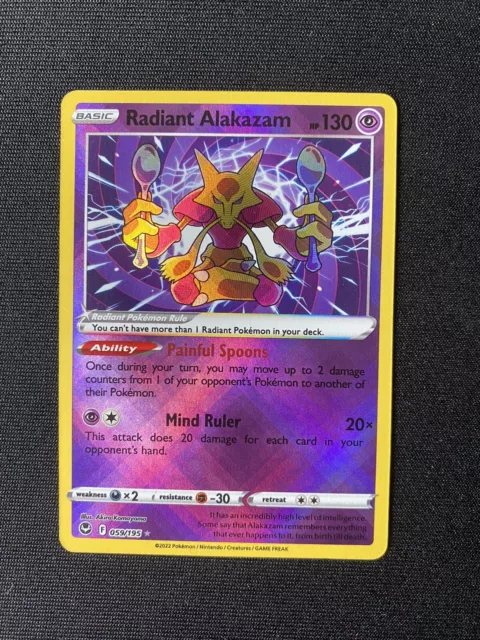 Pokémon Radiant Alakazam Silver Tempest 059/195 Rare Grade CGC Gem Mint  9.5!