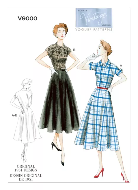 Vogue SEWING PATTERN V9000 Misses' Retro 1950s Dress Sizes 8-16 Or 16-24