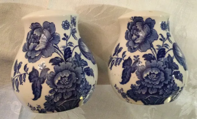 Beautiful Burleigh “Charlotte”Salt & Pepper Shakers.Blue & White.Made In England