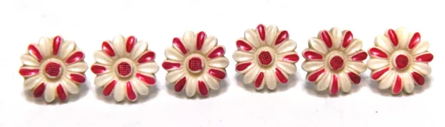 6 Vintage Plastic Bakelite Flower Curtain Pin Backs Tie Backs Push Pins