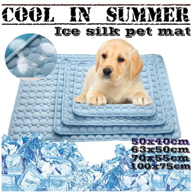 1f10XSummer Pet Cooling Mat Dog Sleeping Pad Cool Ice Silk Bett Matratze KisseMg