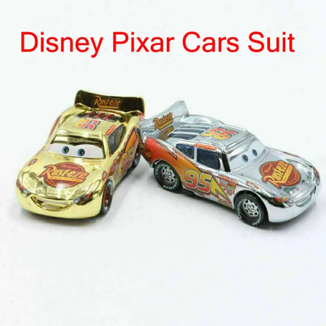 2Pcs Loose Car McQueen Golden Silver Lightning Diecast 1:55 Disney Pixar Cars