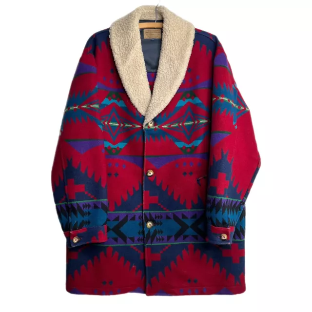 Vintage Pendleton Chief Joseph Wool Coat Sherpa Shawl Collar Jacket