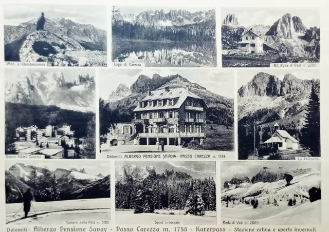Cartolina - Dolomiti - Albergo Pensione Savoy - Passo Carezza - 1950 ca.