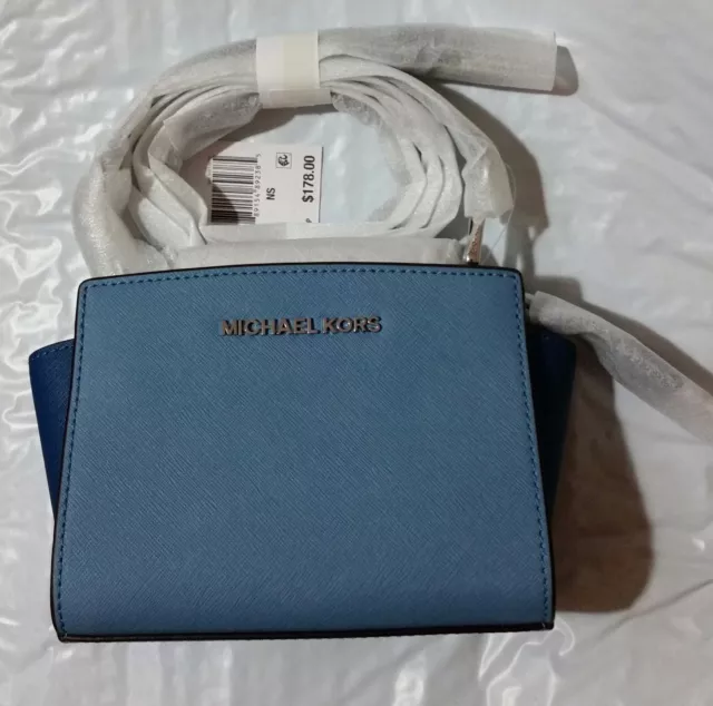MICHAEL KORS SELMA Mini Saffiano Leather Crossbody Bag (Heritge Blue, NWT)  $128.99 - PicClick