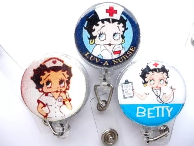 ID Badge Holder Reel Retractable Recoil Card Holder Nurse BETTY BOOP 3 Designs