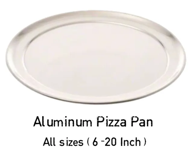 PIZZA PAN Aluminum Standard Weight Wide Rim Baking Tray 6-20 Inch Silver