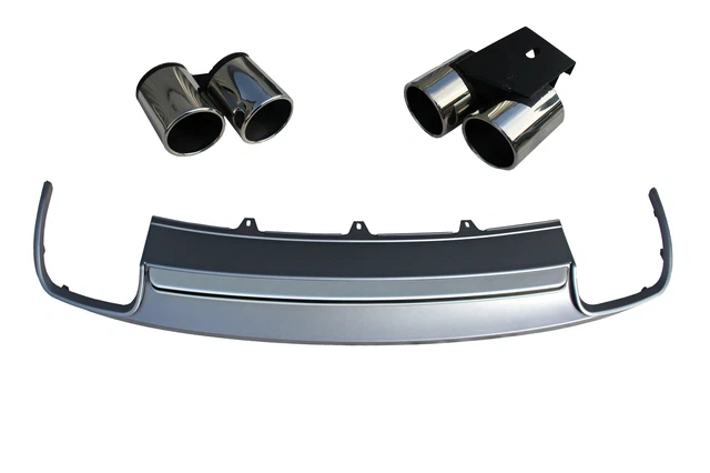 Sport Heckdiffusor Schwarz Glanz Für Audi A6 C7 4G 2014-2018 - Mit Chrom Endrohren