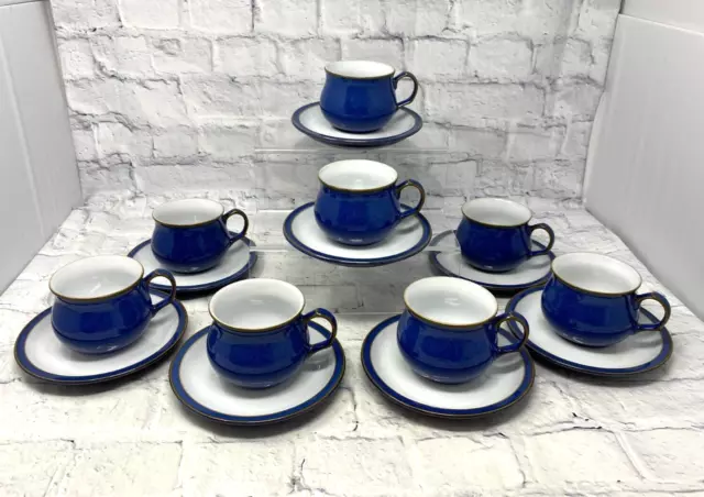 Denby Imperial Blue Set of 8 Cups and Saucers (PG139G)