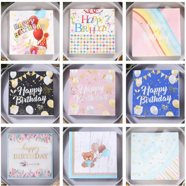 20Pcs/pack Happy Birthday Paper Disposable Tableware Napkin Tissues Party Decor