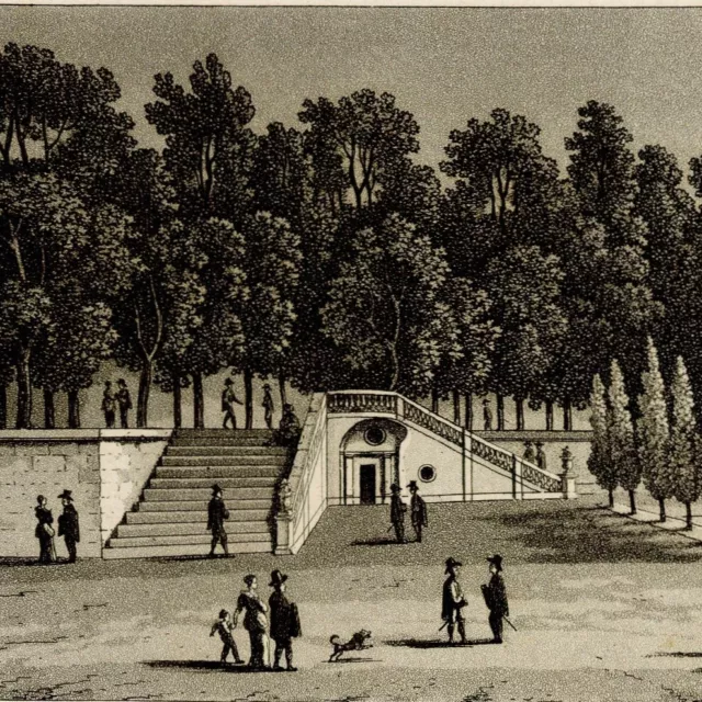 Paris Tuileries vue des Jardins Renard - Gravure originale XIXe