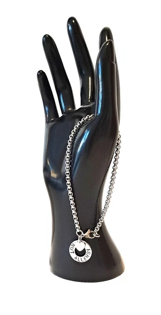 "Pulsera de alerta médica caja de acero inoxidable cadena disco médico y dije XL 9"