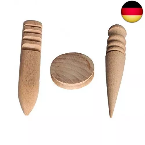 3 Stück Multi-Size Leder Craft Edge Slicker Round Wood Burnisher Machine