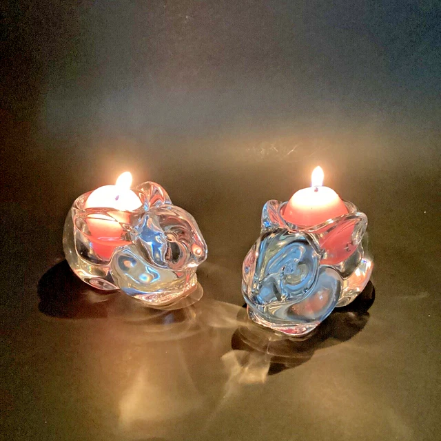 Easter Indiana Glass Bunny Rabbit Votive Tealight Candle Holder Set of Two (*DB)
