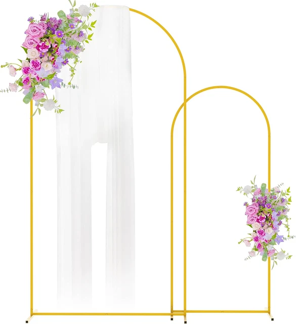 Arch Backdrop Stand Set of 2 Metal Gold Arched Frame (6.6FT, 5FT) for Parties We