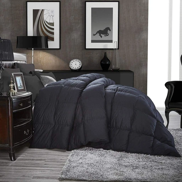 Luxurious Queen Size Goose Down Feather Fiber Comforter Duvet Insert, 100% Egypt