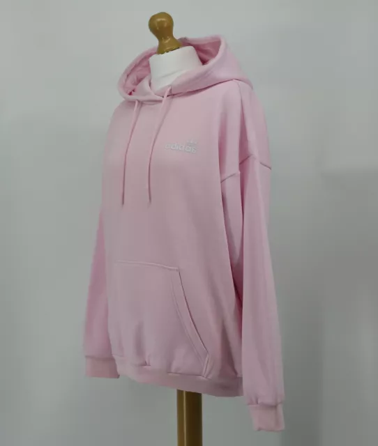 Adidas Originals Ladies Pink Linear Logo Overhead Fleece Hoodie Rrp Â£50 T