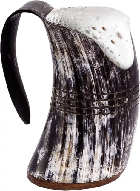 Viking Buffalo Horn Mug, Authentic 16-oz. Ale Horn, Mead, and Beer Mug