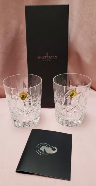 Set 2 Waterford Lismore Crystal Double Old Fashioned Whiskey Glasses New In Box