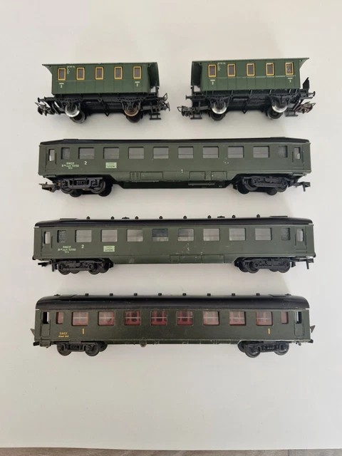 Two Hornby Meccano locomotives H5007 transport wagons Metal - Sold