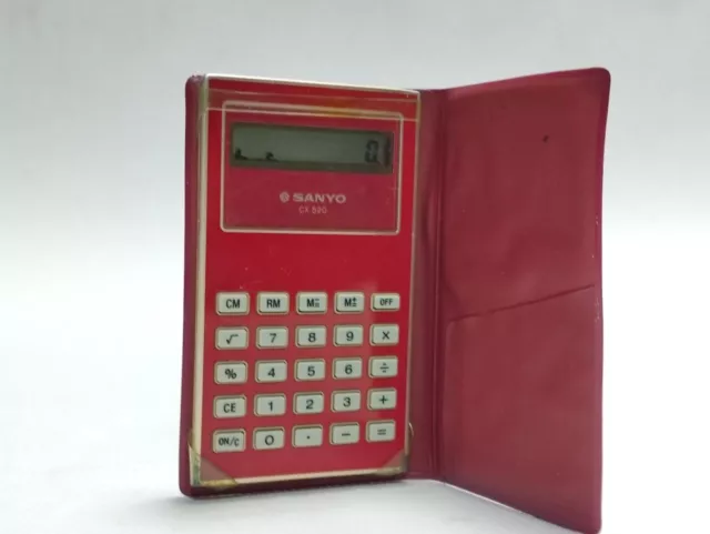 Rare Vintage Red SANYO CX 520 Electric Calculator Made In JAPAN Tested & Working