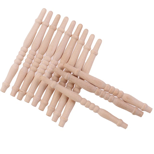 12pcs/lot 1:12 Dollhouse Miniature Wood Stair Railing DIY Model Accessories -y-
