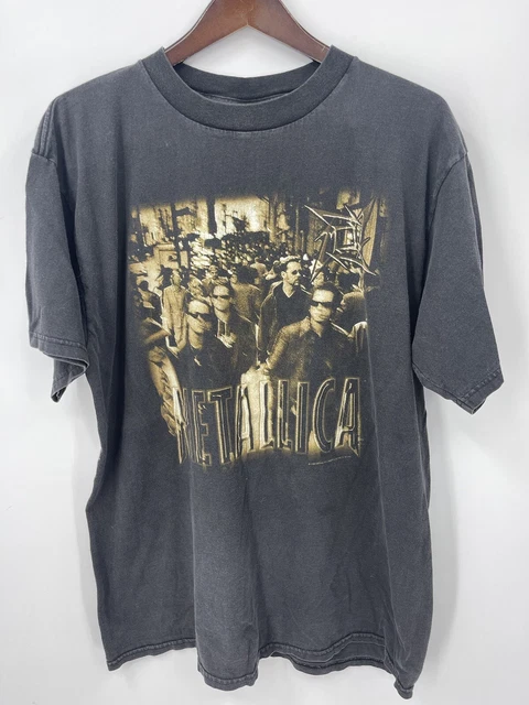 VTG Metallica Double Sided Concert Shirt Mens Size Large Giant 1996 Faded Black