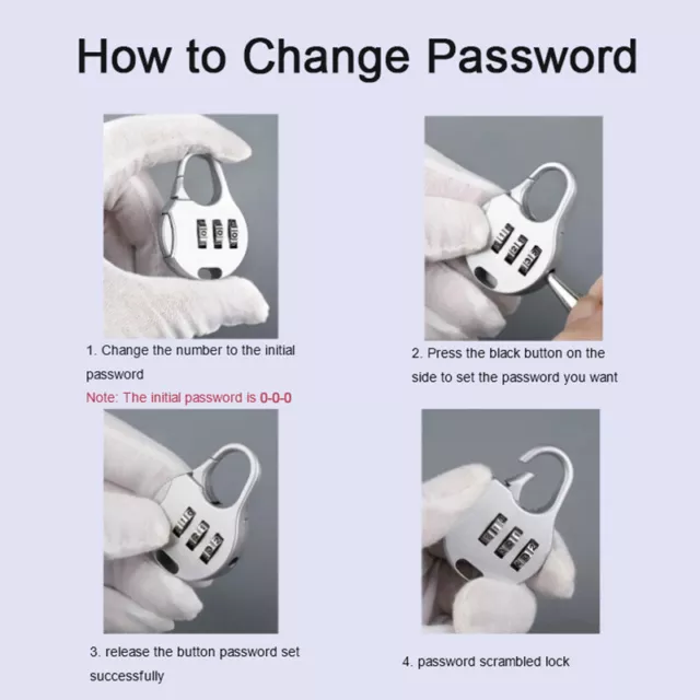 3 quadranti digitali blocco password combinazione codice lucchetto da viaggio protezione valigia SN❤