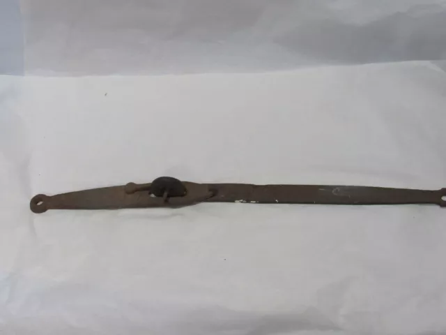 Antique Primitive Hand Forged Iron Barn Door Strap Hinge Set Locking