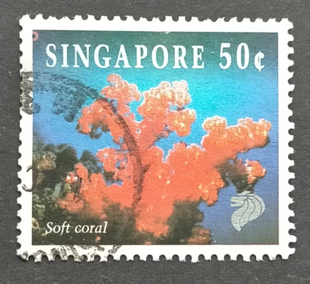 Used Singapore stamp 1994 Life in the Coral Reef red soft coral