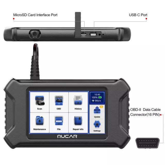 Mucar CS90 OBD2 Automotive Scanner Car Diagnostic ECM System OBD2 Code Reader 3