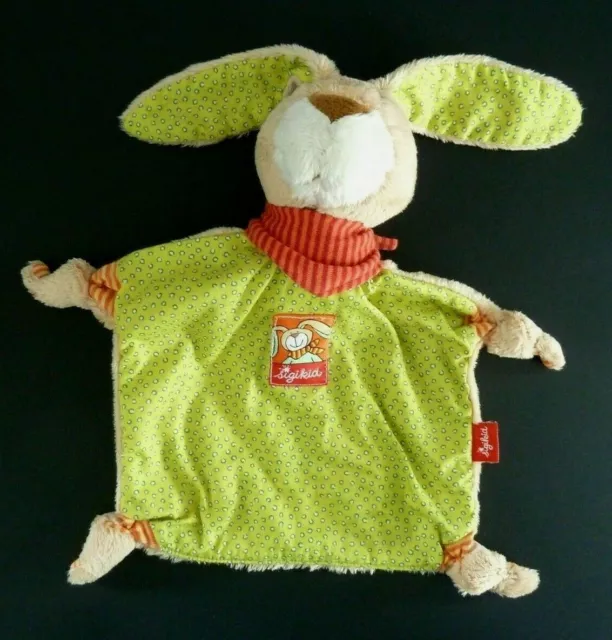 S6. DOUDOU PLAT SIGIKID LAPIN Kaninchen Rabbit VERT FOULARD ORANGE ROUGE - NEUF*