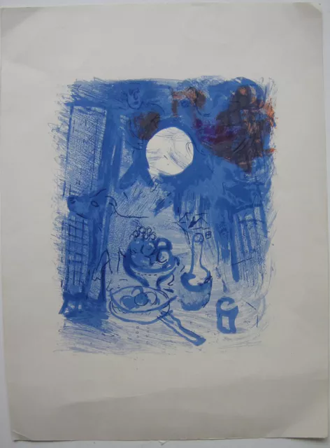 Marc Chagall (1887-1985) Stilleben in Blau Orig. Lithografie 1957
