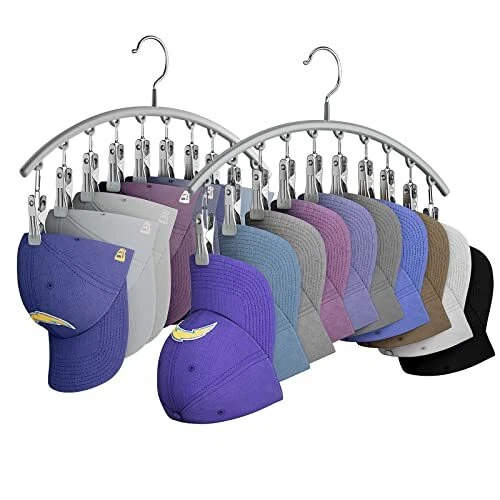 Hat Hangers for Closet, Metal Hat Organizer Racks for Baseball Caps 2 A-grey